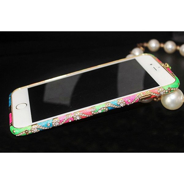 Wholesale Apple iPhone 5S 5 Luxury Diamond Metal Bumper (Rainbow)